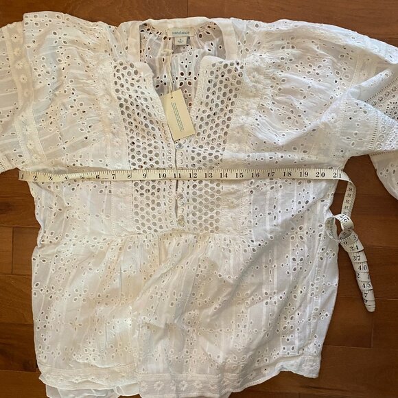 NWT Sundance "Eyelet Symphony" blouse in cream, small - Picture 4 of 8